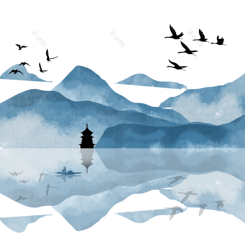 水墨图片,中国风元素,插画PNG,风景免抠素材